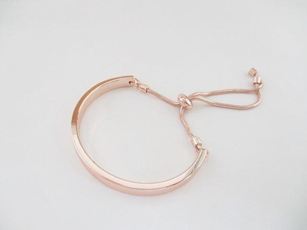 2037 NWOT Alfani Rosegold Bar Slider Bangle Bolo Thick Bracelet Engravable